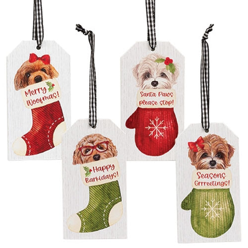 Merry Woofmas Tag Ornament 4 Asstd.