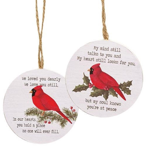 We Loved You Dearly Round Cardinal Ornament 2 Asstd.