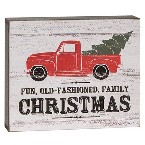 Old Fashioned Family Christmas Truck w/Tree Box Sign