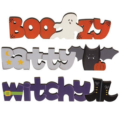 Boozy Witchy Batty Cutout Word Sitter 3 Asstd.