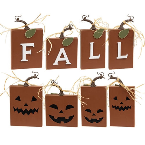 4/Set "Fall" Pumpkin Blocks w/Stems