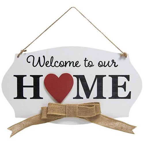 Welcome to Our Home Hanging Wood Sign w/6 Magnets