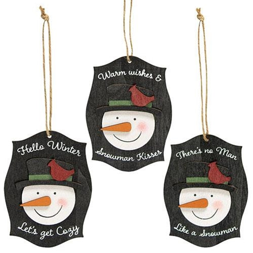 Let's Get Cozy Snowman Ornament 3 Asstd.