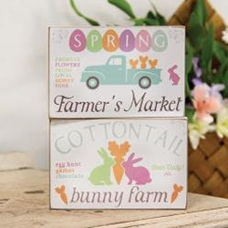 Cottontail Bunny Farm Block Sign 2 Asstd.