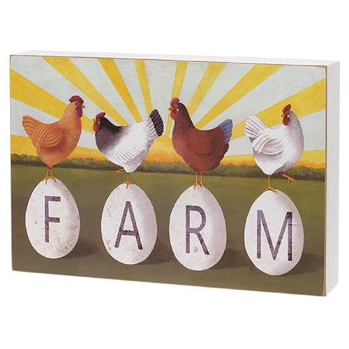 Chickens on "Farm" Eggs Box Sign