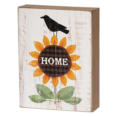 Crow & "Home" Sunflower Box Sign