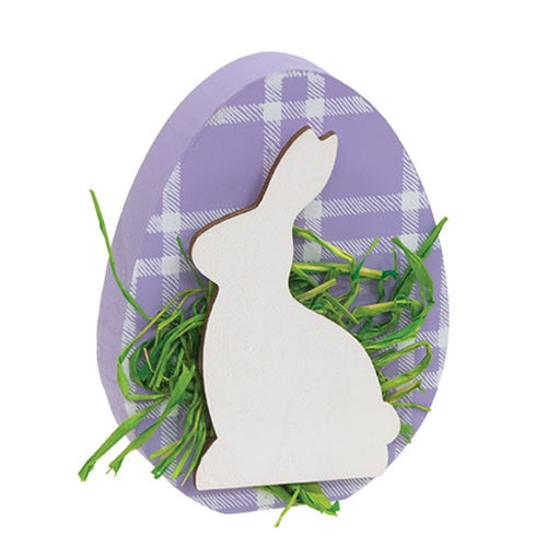 Sitting Bunny Purple Plaid Egg Sitter