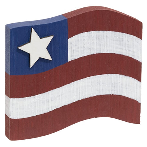 Primitive Wooden Flag w/Star Sitter