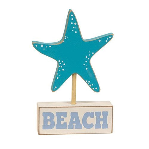 Starfish on "Beach" Wooden Sitter