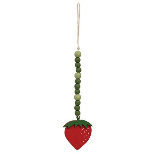 Wooden Beaded Strawberry Ornament