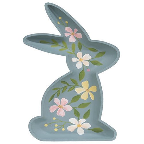 Wooden Floral Bunny Tray