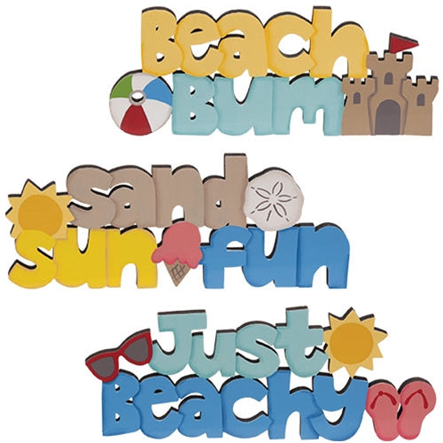 Beach Bum Wooden Word Sitter 3 Asstd.