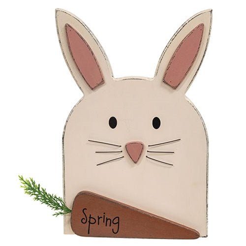 Wooden Layered Bunny Head w/Spring Carrot Easel