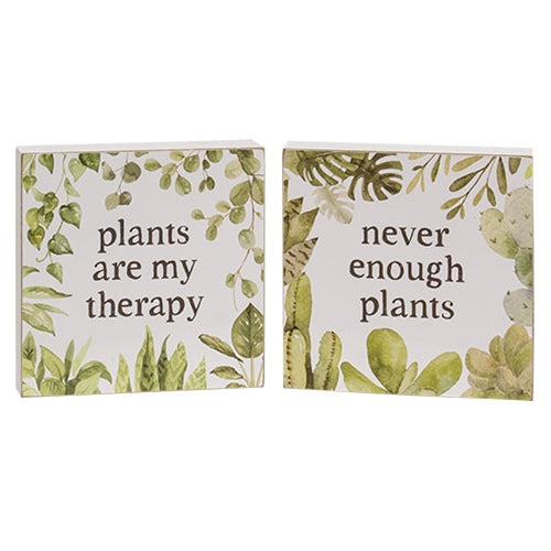 Plants Are My Therapy Box Sign 2 Asstd.