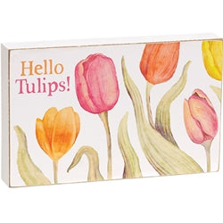 Happy Spring Tulip Box Sign 3 Asstd.