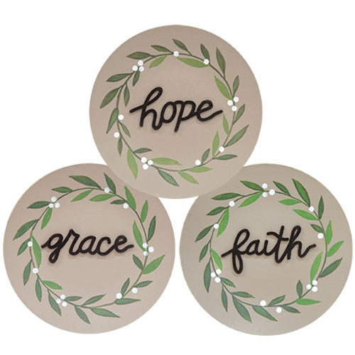 Grace Faith Hope Vine Plate 3 Asstd.