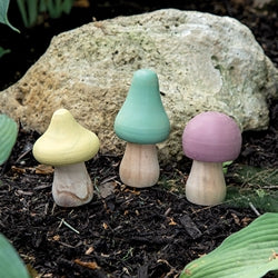 3/Set Wooden Mushrooms