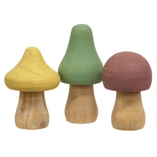 3/Set Wooden Mushrooms