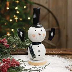 Glittered Roly Poly Top Hat Snowman on Base