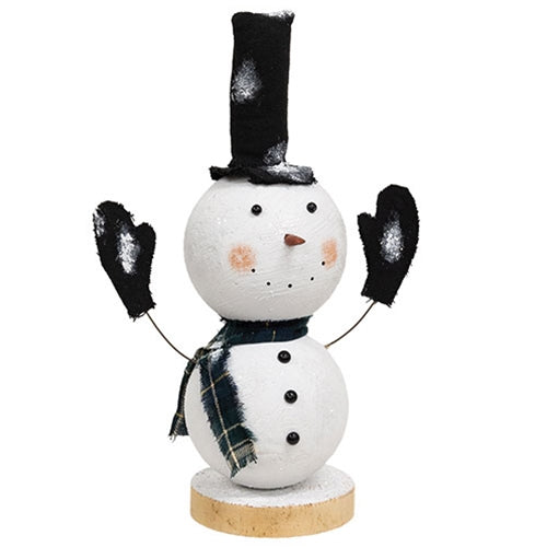 Glittered Roly Poly Top Hat Snowman on Base