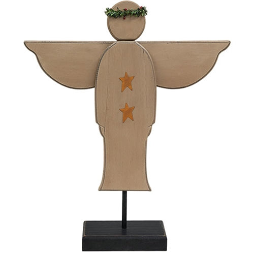 Distressed Wooden Angel on Base