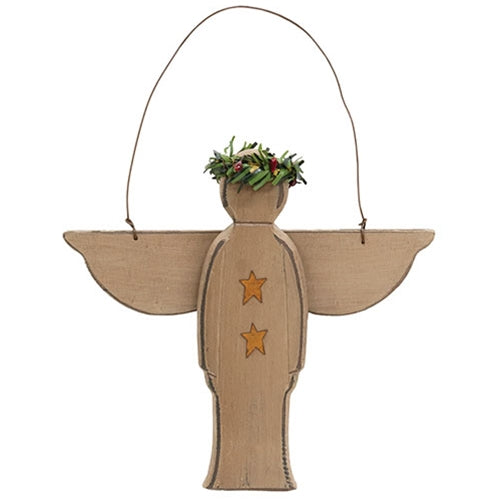 Distressed Wooden Angel Ornament