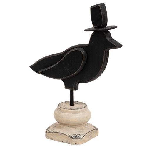 Wooden Crow w/Top Hat on Base