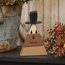 Distressed Wooden Top Hat Candy Corn Sitter