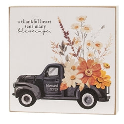 A Thankful Heart Fall Floral Box Sign 2 Asstd.