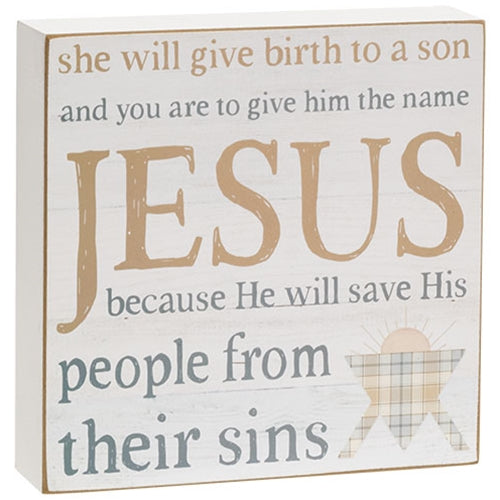 He Will Save His People Box Sign