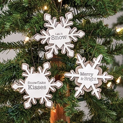 3/Set Merry & Bright Layered Snowflake Ornaments