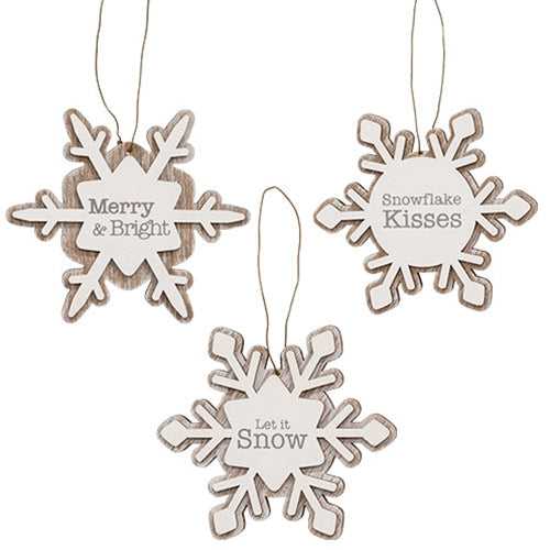 3/Set Merry & Bright Layered Snowflake Ornaments