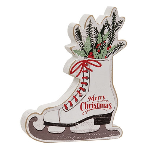 Merry Christmas Ice Skate & Greenery Chunky Sitter