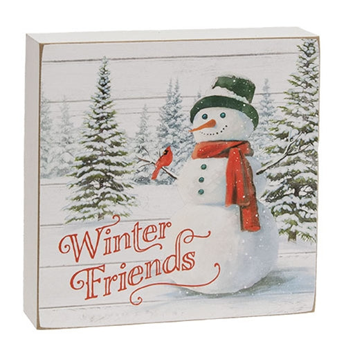 Winter Friends Snowman & Cardinal Box Sign