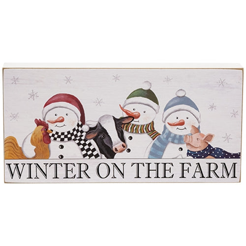 Winter on the Farm Snowmen & Animals Box Sign