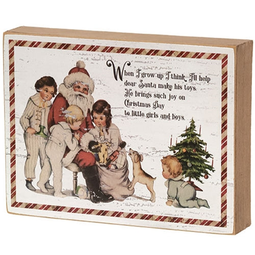 When I Grow Up Vintage Santa Box Sign