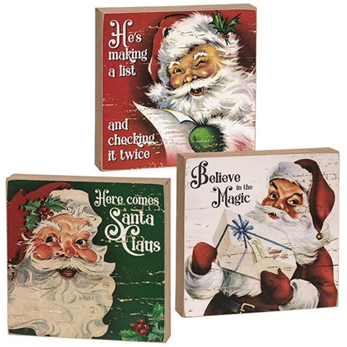 Believe in the Magic Vintage Santa Box Sign 3 Asstd.