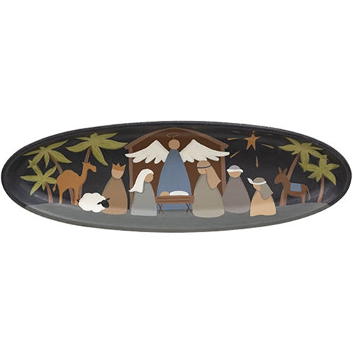 Primitive Nativity Oval Tray