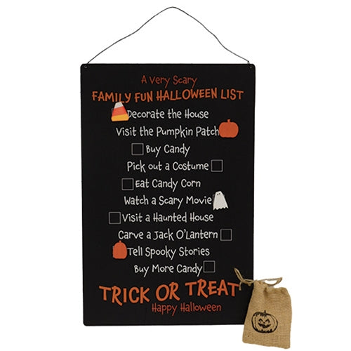 Family Fun Halloween Metal Sign w/10 Magnets