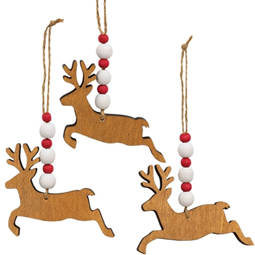 3/Set Beaded Jumping Reindeer Ornaments