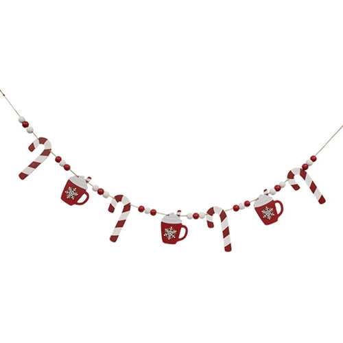 Hot Cocoa & Candy Cane Wooden Garland