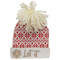 2/Set Let It Snow Wooden Hat & Mitten Sitters