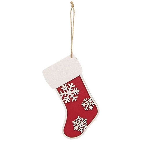 Glittered Wooden Snowflake Stocking Ornament