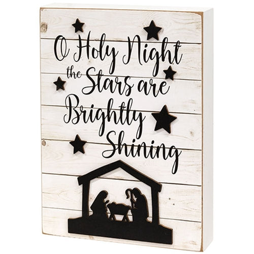 Oh Holy Night Nativity Silhouette Box Sign