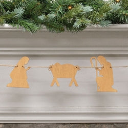 Natural Wood Nativity Garland