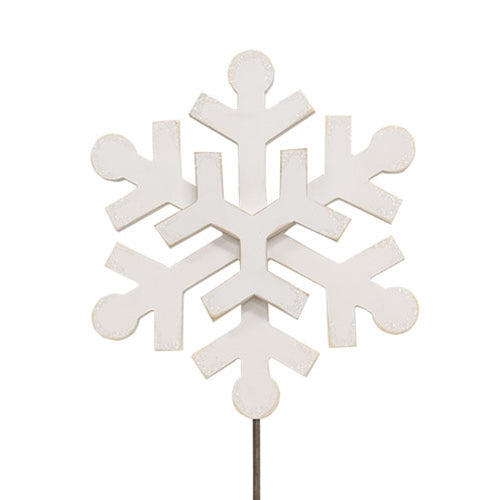 Glittered Layered Wooden Snowflake Planter Stake 11"