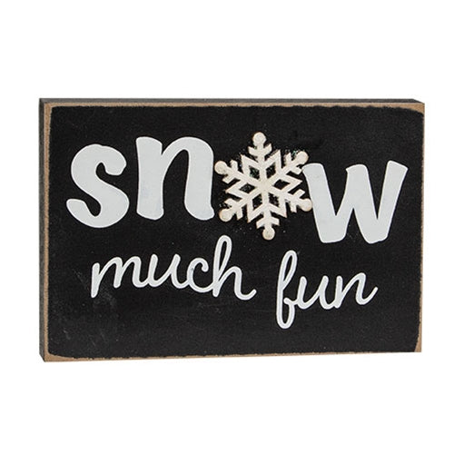 Snow Much Fun Wooden Block