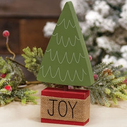 Joy Wooden Christmas Tree Sitter