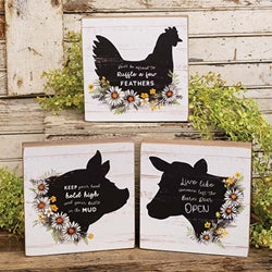 Someone Left the Barn Door Open Farm Animal Silhouette Box Sign - 3 Asstd.