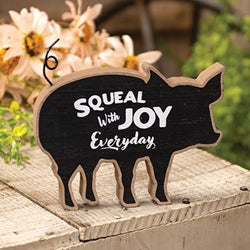 Squeal with Joy Wooden Piggy Sitter